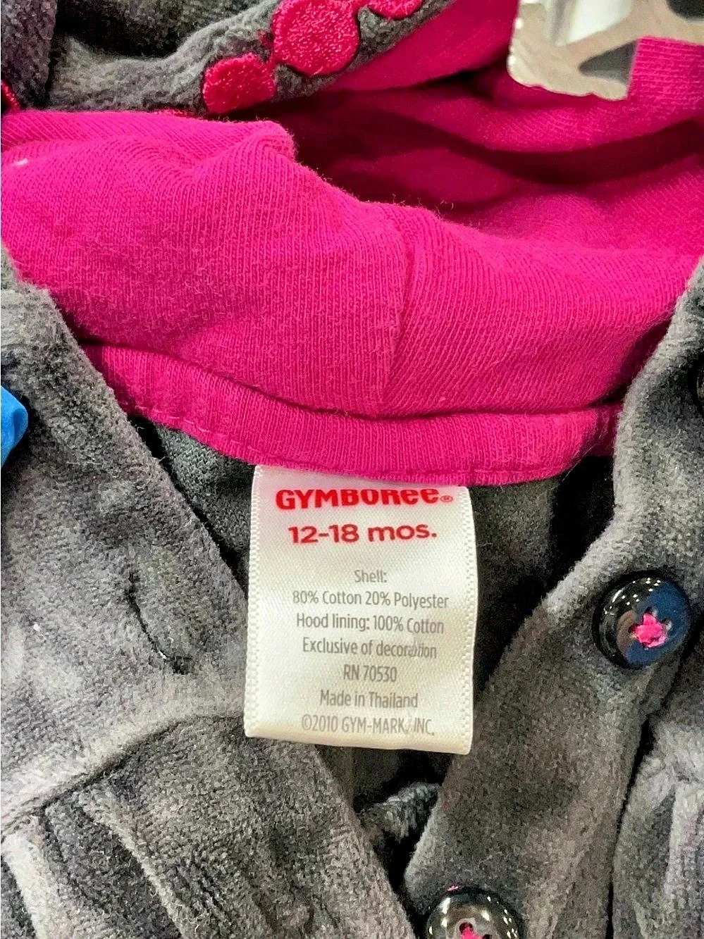 Gymboree Baby Girls Black & Pink Hooded Coat 12-18M